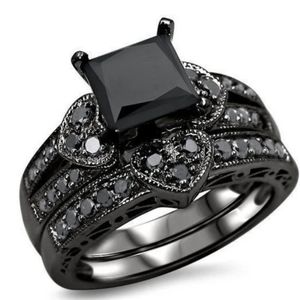 Black Onyx Engagement Ring Set, Sz. 7
